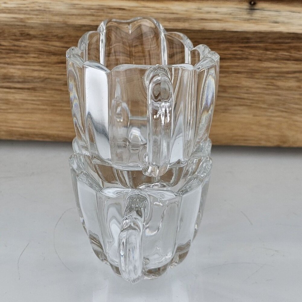 Heisey Crystolite Cream & Sugar Set 2.5" vertical ribbed art deco handle - Picture 11 of 15